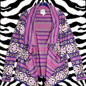 Billabong Show Me Waves Printed Open Front Sweater Cardigan Size Medium